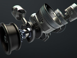 v8 engine working animated Modèle 3D
