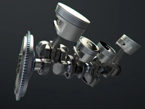 v8 engine working animated 3D Model