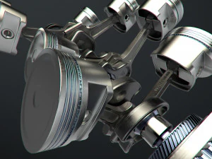 v8 engine working animated 3D Model