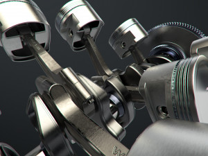 v8 engine working animated Modèle 3D