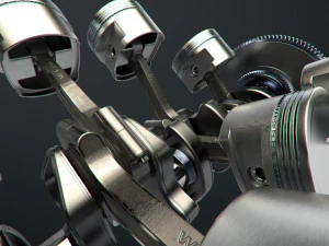 v8 engine working animated 3D Model