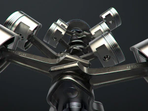v8 engine working animated 3D Model