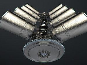 v8 engine working animated Modèle 3D