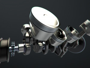 v8 engine working animated Modèle 3D