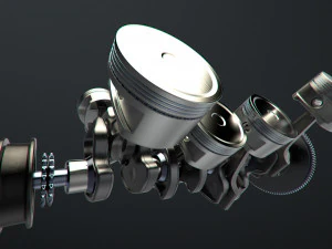 v8 engine working animated 3D Model