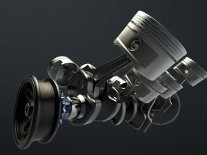 v8 engine working animated 3D Model