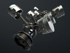 v8 engine working animated 3D Model