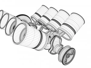 v8 engine working animated 3D Model