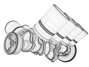 v8 engine working animated 3D Model