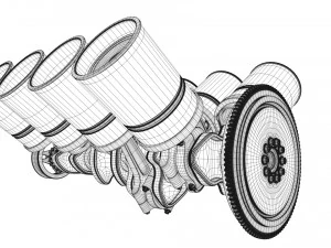 v8 engine working animated 3D Model