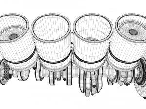 v8 engine working animated 3D Model