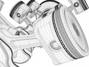 v8 engine working animated 3D Model