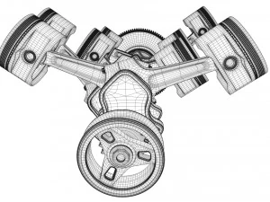 v8 engine working animated 3D Model