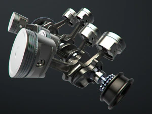 v8 engine working animated 3D Model
