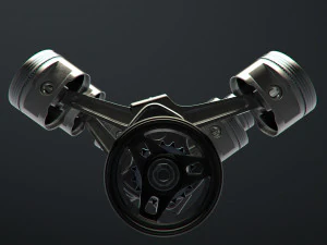 v8 engine working animated 3D Model