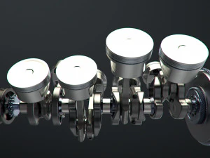 v8 engine working animated 3D Model