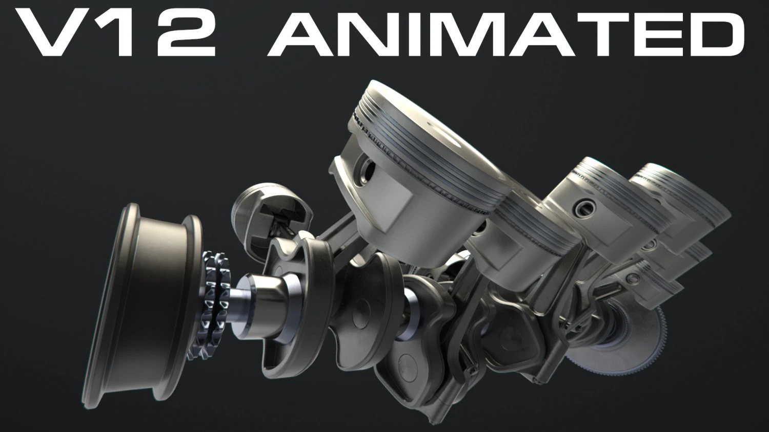 v12 engine working animated 3D Model .c4d .max .obj .3ds .fbx .stl .blend 