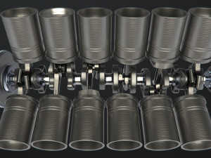 v12 engine working animated 3Dモデル