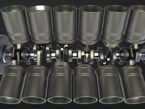 v12 engine working animated 3D Model