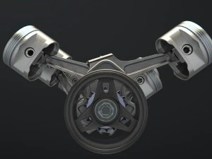 v12 engine working animated 3D Model