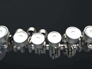 v12 engine working animated 3D Model