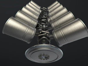 v12 engine working animated 3D Model