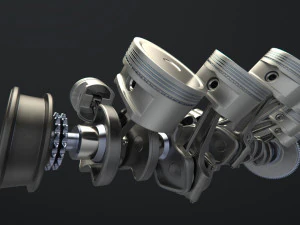 v12 engine working animated 3D Model