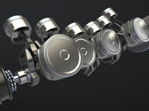 v12 engine working animated 3D Model