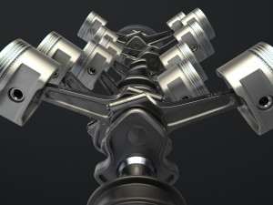 v12 engine working animated 3Dモデル