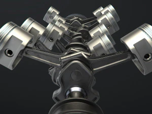 v12 engine working animated 3D Model