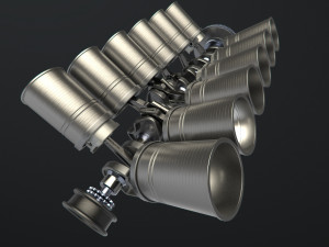 v12 engine working animated 3Dモデル