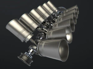 v12 engine working animated 3D Model