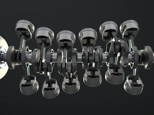 v12 engine working animated 3D Model