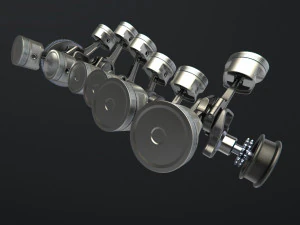 v12 engine working animated 3D Model