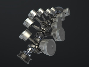 v12 engine working animated 3Dモデル