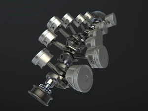 v12 engine working animated 3D Model