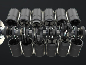 v12 engine working animated 3Dモデル