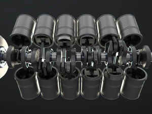 v12 engine working animated 3D Model