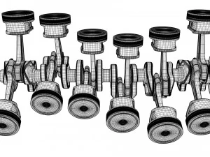 v12 engine working animated 3D Model