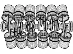 v12 engine working animated 3D Model