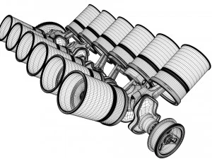 v12 engine working animated 3D Model
