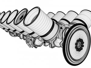 v12 engine working animated 3D Model