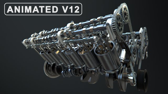 v12 engine working animated 3Dモデル .c4d .max .obj .3ds .fbx .stl .blend 