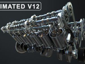 v12 engine working animated 3D मॉडल