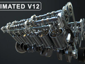 v12 engine working animated 3D Model