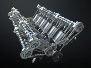 v12 engine working animated 3D Model