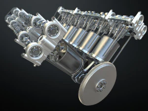 v12 engine working animated 3D Model