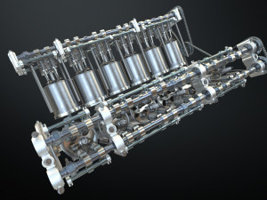 v12 engine working animated 3Dモデル