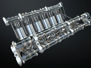 v12 engine working animated 3D Model