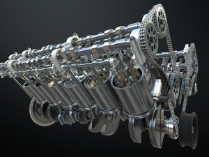 v12 engine working animated 3Dモデル